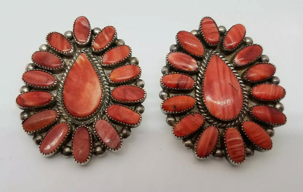 Red Spiny Oyster Petit Point Earrings