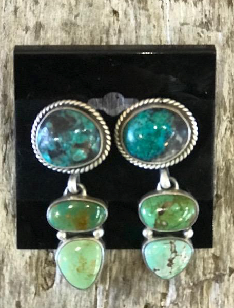 3 TIERED TURQUOISE EARRINGS