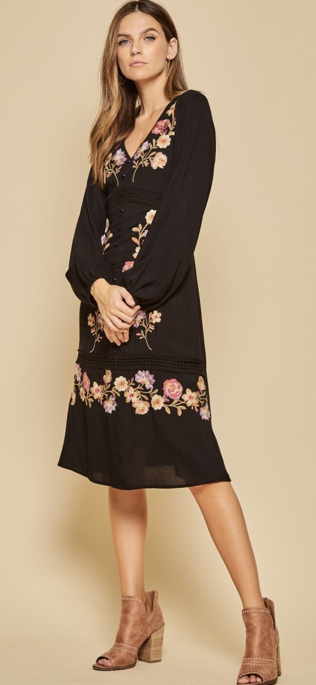 EMBROIDERED FLOWER DRESS