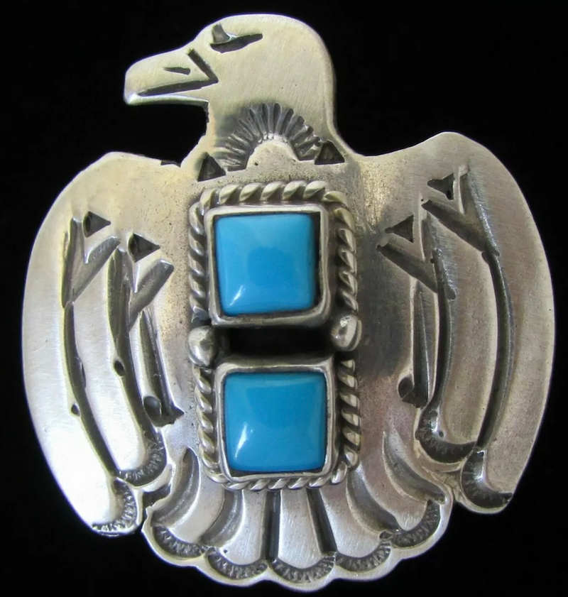 NAVAJO STERLING SILVER TURQUOISE THUNDERBIRD RING