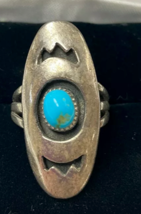 M Yazzie Shadowbox Turquoise Ring