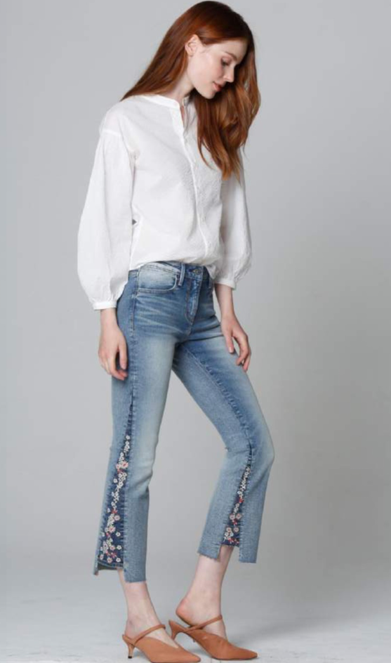 INDIE BOOT CROPPED FLORAL JEAN