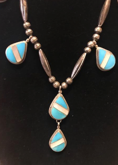MOP AND TURQUOISE INLAY NECKLACE