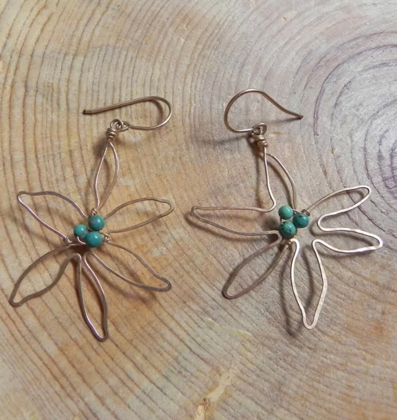 Brass Wire Flower Earrings