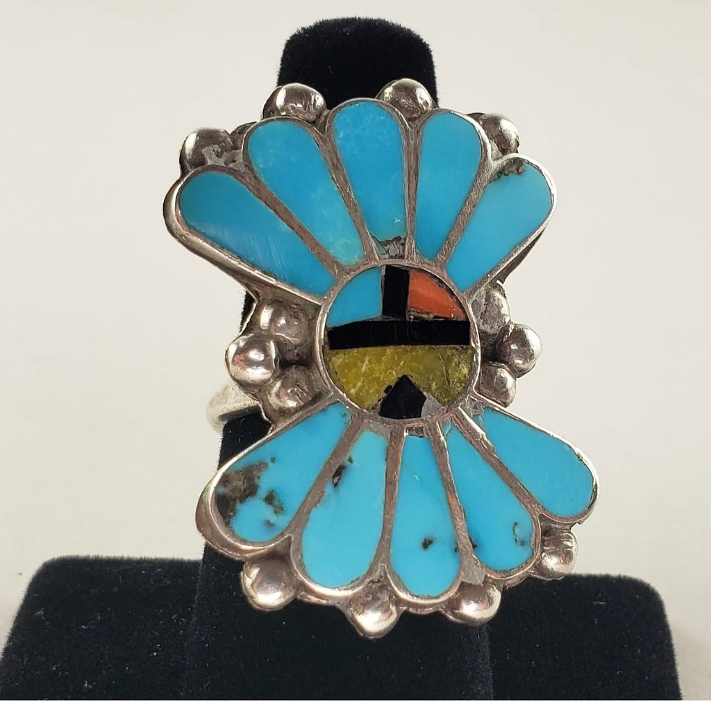 Turquoise Inlay Sunface Ring