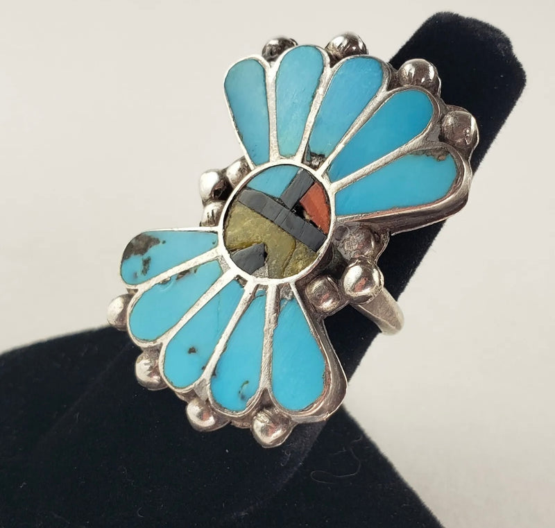 Turquoise Inlay Sunface Ring