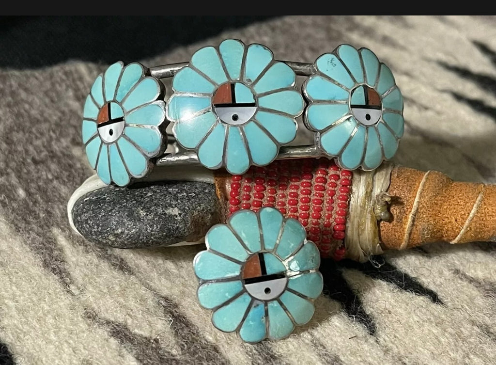 Zuni Inlay Bracelet Ring Set