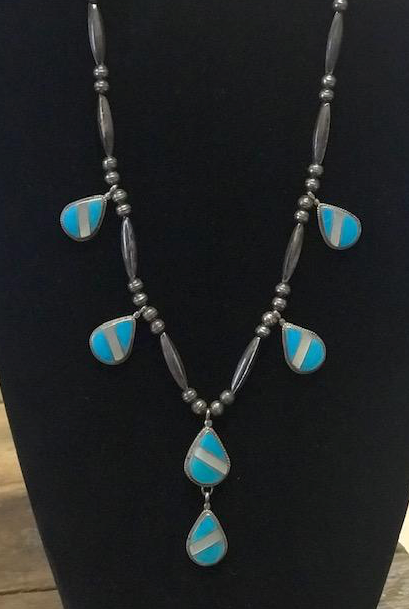 MOP AND TURQUOISE INLAY NECKLACE